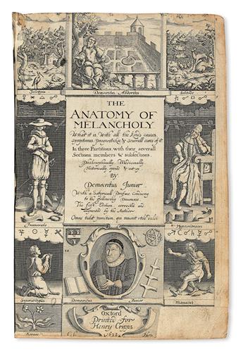 BURTON, ROBERT.  The Anatomy of Melancholy . . . fift[h] Edition.   1638.  With 2L1 uncancelled.